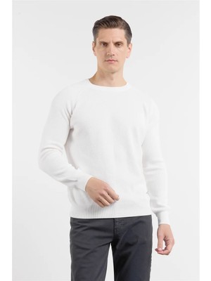 İmza Ekru Bisiklet Yaka Uzun Kol Cepsiz Standart Fit Kazak %100 Pamuk Triko 1012260150