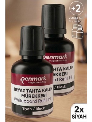 Artlantis Siyah Yazı Tahta Kalemi Mürekkebi 30 ml 2 Adet Penmark Tahta Kalemi Mürekkepi Kolay Silinebilir Doldurulabilir Canlı
