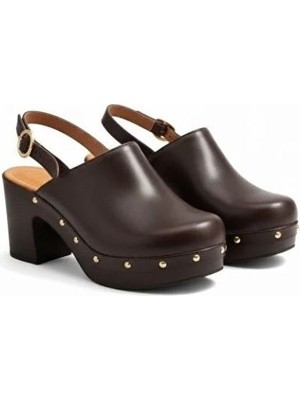 Ne&Ve Shoes Deri Hafif Tabanlı Tokalı Kadın Takunya Sandalet