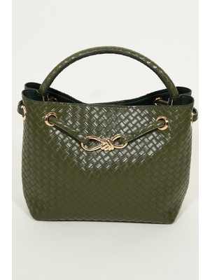 Bahels Kadın Venty Yeşil Renk Gold Tokalı El ve Omuz Çantası