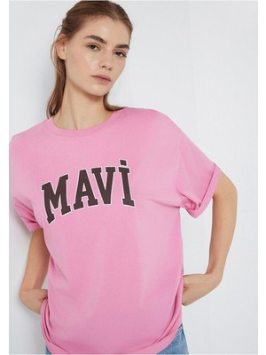 Mavi M1600843-71063 Kadın Mavi Baskılı T-Shirt Cashmere Rose