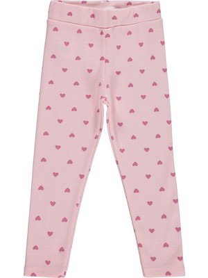 Civil Girls Kalp Baskılı 2-5 Yaş Tayt - Pudra