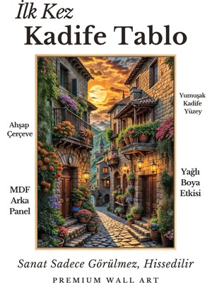 Artan Gallery Italyan Kadife Avrupa Sokak Manzarası Duvar Tablosu | Yağlı Boya Görünümlü | Ahşap Çerçeveli