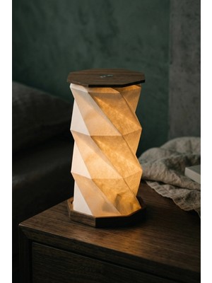 Letsii Wood Ember Katlanabilir Şarjlı Dekoratif LED Abajur Ahşap Aydınlatma