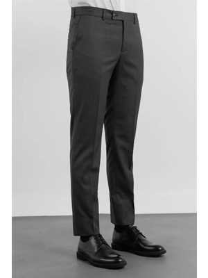 İmza Kahverengi - Bej Yan Cep Kendinden Desenli Comfort Fit Classic Pantolon 1003255177
