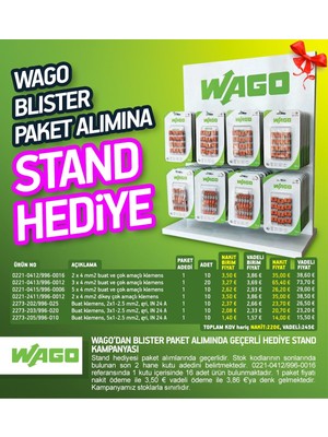 Wago Blister Stand-Klemens-Bağlantı Aparatı