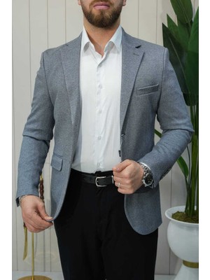 Beystil Sivri Yaka Gri Ceket 50683 - Slim Fit