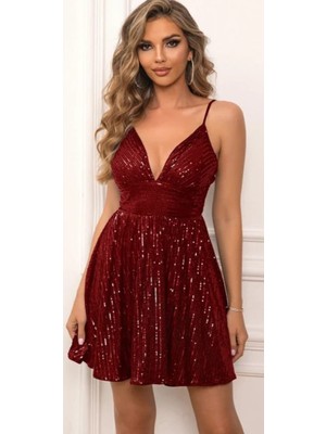 Hanife Glam Couture Hanife Glam Kruvaze  Pulpayet Işlemeli Mini Elbise