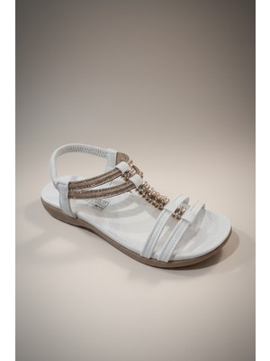Guja 26Y240-11 Beyaz  Bronz Tokalı Kadın Sandalet