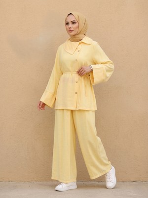 Foremia Çapraz Düğmeli Pantolonlu Takım-Sarı -