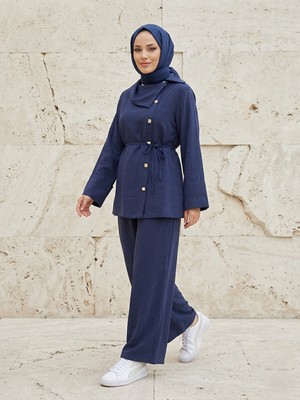 Foremia Çapraz Düğmeli Pantolonlu Takım-Lacivert -