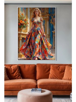 Artan Gallery Italyan Kadife Sanatsal Kadın Figürlü Tablo | Ahşap Çerçeve | Yağlı Boya Efekti