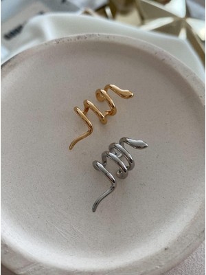 Yılan Model Gold Earcuff Kıkırdak Küpe