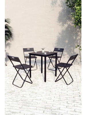 Flinder Balkon Bahçe Mutfak 5'li Bistro Set Masa Sandalye Takımı