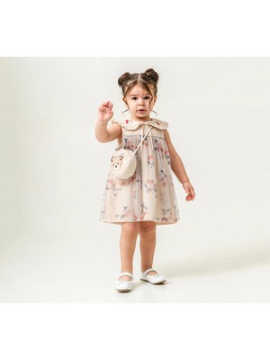 Blumi Kids Cherry Nakış Detaylı Müslin Elbise ve Çanta Seti