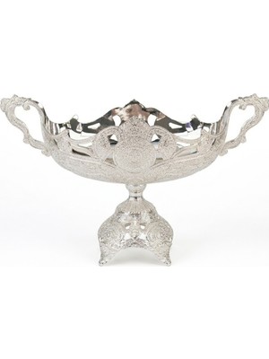 Ceyyiz Gümüş Osmanlı Telkari Desenli Konsol Ayaklı Büyük Gondol LKM-419 - Lüks Çikolatalık ve Ikramlık