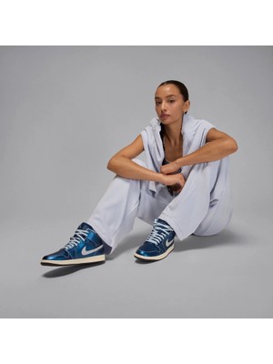Nike Air Jordan 1 Mid Se 'metallic Blue' Kadın Basketbol Ayakkabıs Dar Kalıp 1 Beden Büyük Alınız