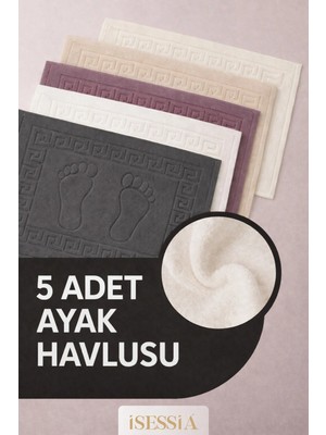 Isessia Serra 5 Adet %100 Pamuk En Iyi Emici Ayak Havlusu | Konforlu Banyo Paspası | 50X70CM