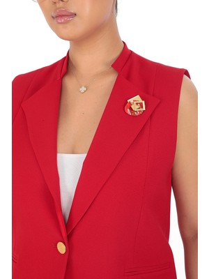 White Diamond Kadın Yakası Detaylı Yelek