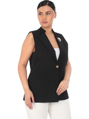 White Diamond Kadın Yakası Detaylı Yelek