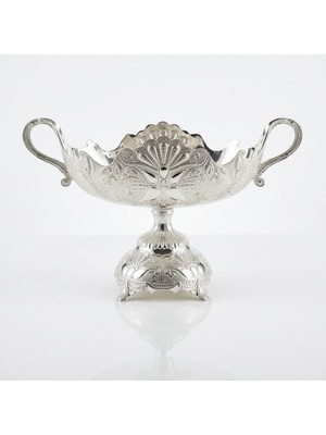 Ceyyiz Gümüş Osmanlı Telkari Desenli Konsol Ayaklı Büyük Gondol- Lüks Çikolatalık ve Ikramlık LKM-417