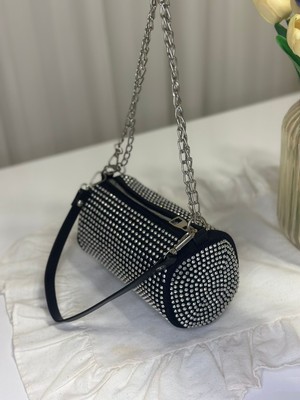 Taşlı Silindir Mini Omuz & El Çantası
