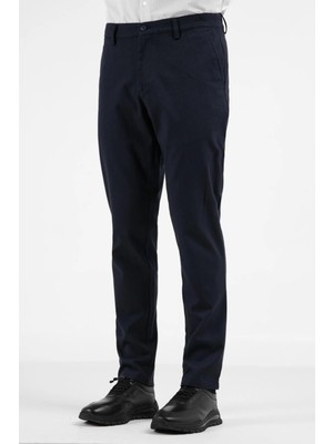 İmza Lacivert Yan Cep Düz Paça Pamuklu Comfort Fit Chino Casual Pantolon 1003255159