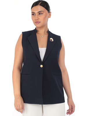 White Diamond Kadın Yakası Detaylı Yelek