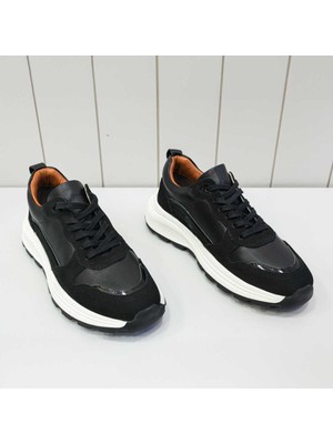 Beystil Hakiki Deri Siyah Sneaker Erkek Ayakkabı