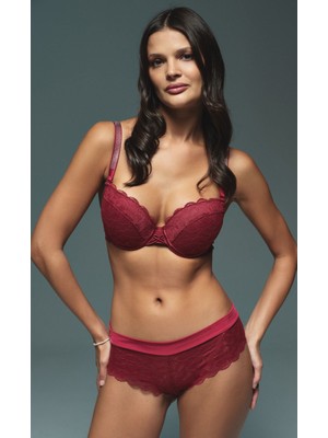 Anıl 4855 Sütyen Slip Takım -Bordo - -90B