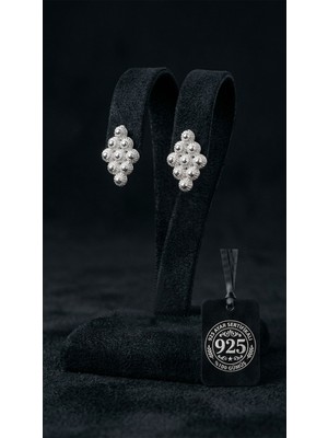 Erdobia 925 Ayar Geleneksel Telkari El Işçiliği Midyat Bereket Serisi Karo Çivili Gümüş Küpe