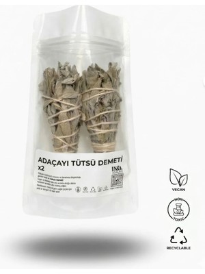 Inka Wood Co. Adaçayı Tütsü Demeti Seti - 2'li Doğal Sarım Adaçayı Demeti