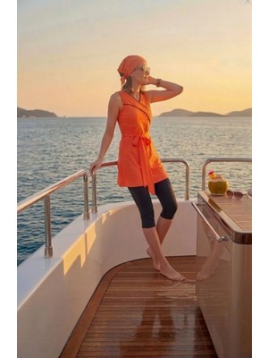 Tesmay Kadın V Yaka Sabit Kaplı Taytlı Yarı Kapalı Elbise Mayo