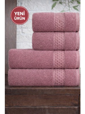 Mela Home Petek 4'lü Banyo Havlu Seti Hamam Takımı- El ve Yüz Havlusu- Çeyiz - Hediyelik 100% Pamuk