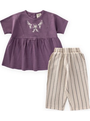 Cigit Müslin Şalvarlı Tunik Takım 1-7 Yaş Mor