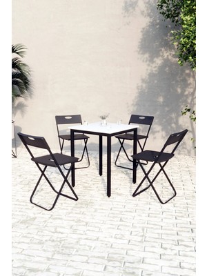 Flinder Balkon Bahçe Mutfak 5'li Bistro Set Masa Sandalye Takımı