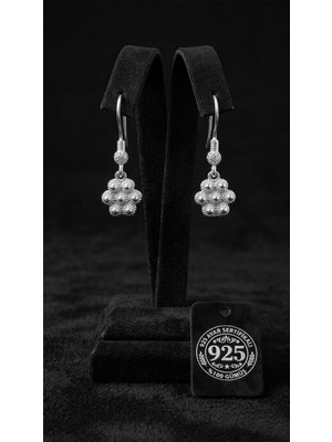 Roza Silver 925 Ayar Geleneksel Telkari Midyat Bereket Serisi Çiçek Sallantılı Kanca Gümüş Küpe - 9mm