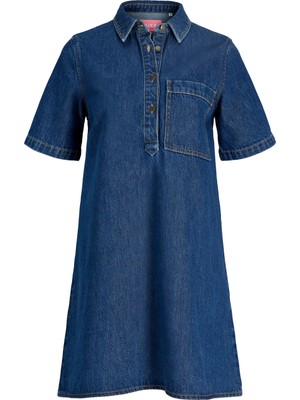 Jack & Jones Kadin Gömlek Yaka Denim Kisa Elbise - Amara
