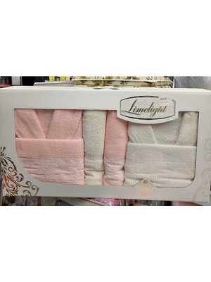 Limelight Select Ekonomik Aile Bornoz Seti (6 Parça)-Krem A.pembe
