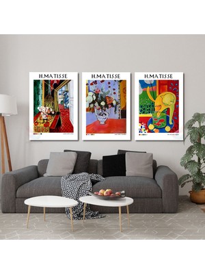 Artarilion Dikey 3'lü Kanvas Tablo Henri Matisse Duvar Tablosu Yeni Ev Hediyesi Iş Yeri Hediyesi Salon Ofis Tablosu