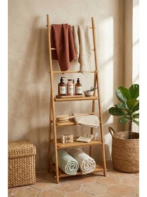 Robin Home Bambu 3 Raflı Havlu Askısı Banyo Düzenleyici Havluluk Organize