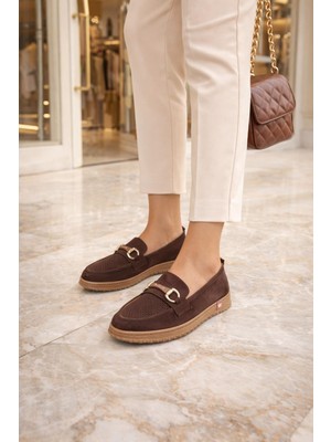 ModaOnn Kadın Süet  Tokalı Loafer