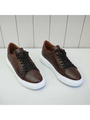 Beystil Hakiki Deri Bağcıklı Sneaker Kahverengi Erkek Ayakkabı