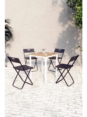 Flinder Balkon Bahçe Mutfak 5'li Bistro Set Masa Sandalye Takımı