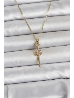Marsilyan 316L Çelik Zincir Gold Renk Kılıç Model Kadın Kolye - TJ-BKO11028