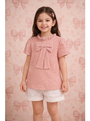 Sofun Kz Çocuk Pembe %95 Pamuk Bürümcük Kumaştan Gömlek