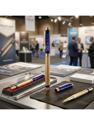 BK Gift Bk Kurumsal Promosyon 1101 Metal Mavi Roller Kalem(10 Adet) – Lazer Baskılı Logolu Şık Ofis Kalemi