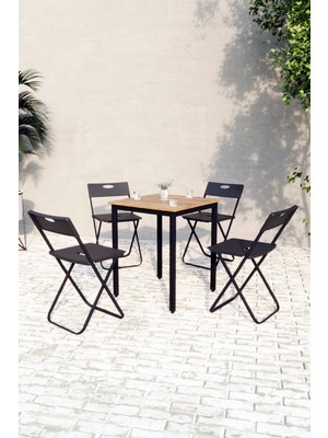 Flinder Balkon Bahçe Mutfak 5'li Bistro Set Masa Sandalye Takımı