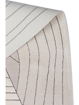 Akbel Halı Utopia UTP 07 Krem Gri Amorf Tasarımlı Modern Viskon Halı Oval Kesim Yıkanabilir Salon Halısı