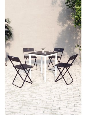 Flinder Balkon Bahçe Mutfak 5'li Bistro Set Masa Sandalye Takımı